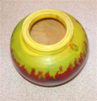Coloured pot by Pat Hughes